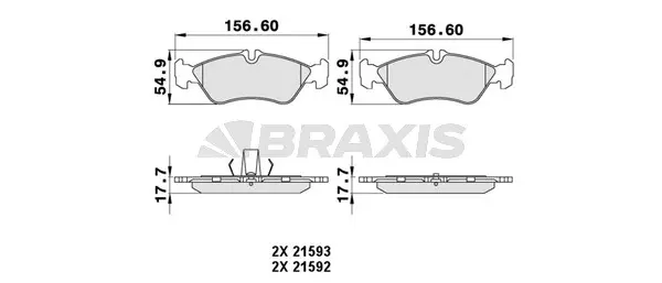AA0198 BRAXIS Комплект тормозных колодок, дисковый тормоз (фото 1)