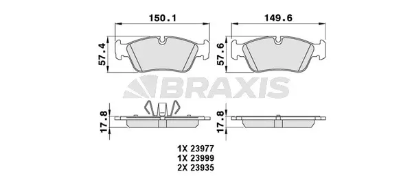 AA0221 BRAXIS Комплект тормозных колодок, дисковый тормоз (фото 1)