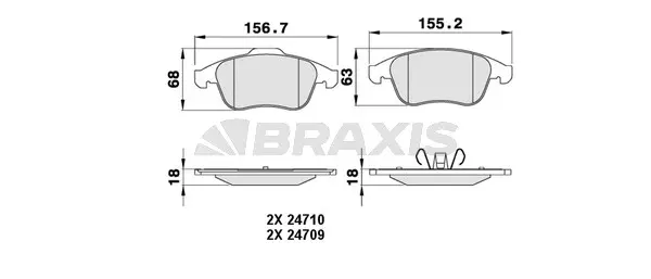 AA0222 BRAXIS Комплект тормозных колодок, дисковый тормоз (фото 1)