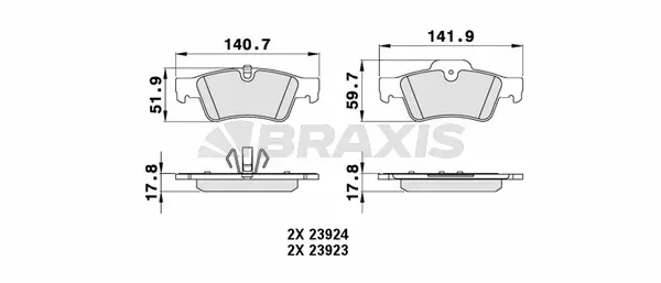 AA0239 BRAXIS Комплект тормозных колодок, дисковый тормоз (фото 1)