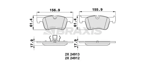 AA0245 BRAXIS Комплект тормозных колодок, дисковый тормоз (фото 1)