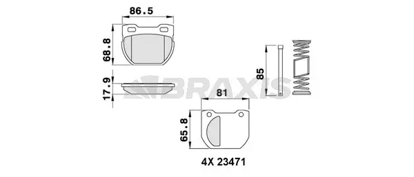 AA0254 BRAXIS Комплект тормозных колодок, дисковый тормоз (фото 1)