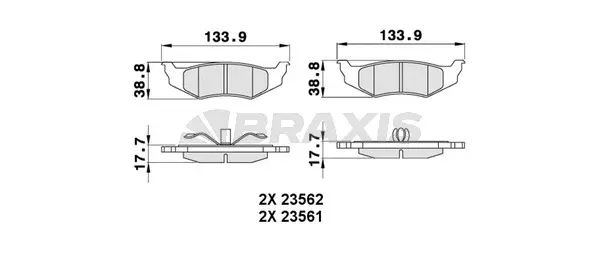 AA0255 BRAXIS Комплект тормозных колодок, дисковый тормоз (фото 1)