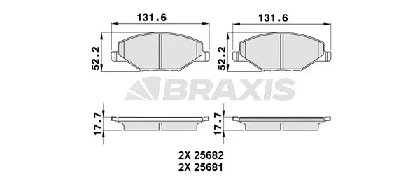 AA0258 BRAXIS Комплект тормозных колодок, дисковый тормоз (фото 1)