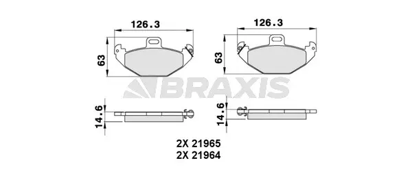 AA0263 BRAXIS Комплект тормозных колодок, дисковый тормоз (фото 1)