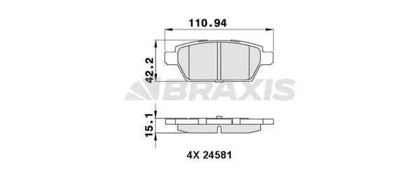 AA0289 BRAXIS Комплект тормозных колодок, дисковый тормоз (фото 1)