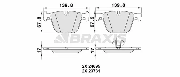 AA0314 BRAXIS Комплект тормозных колодок, дисковый тормоз (фото 1)