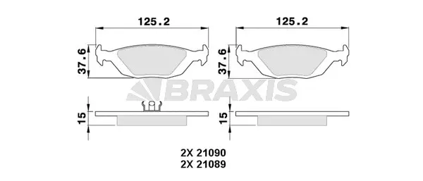 AA0344 BRAXIS Комплект тормозных колодок, дисковый тормоз (фото 1)