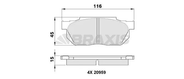 AA0349 BRAXIS Комплект тормозных колодок, дисковый тормоз (фото 1)