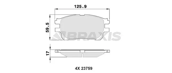 AA0368 BRAXIS Комплект тормозных колодок, дисковый тормоз (фото 1)