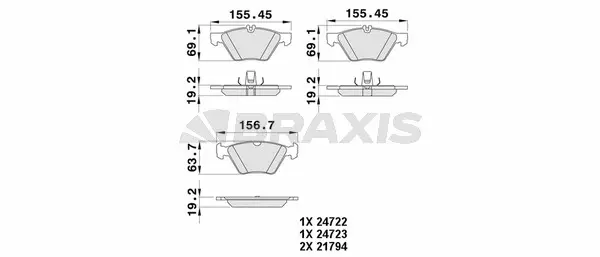 AA0373 BRAXIS Комплект тормозных колодок, дисковый тормоз (фото 1)