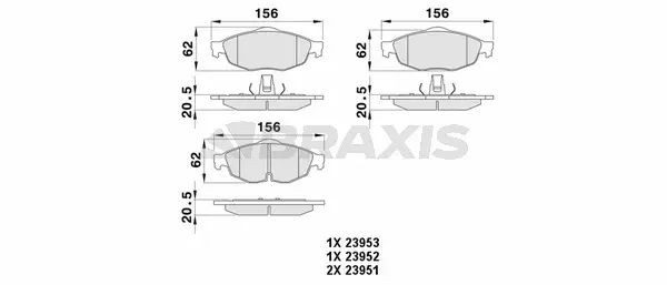 AA0384 BRAXIS Комплект тормозных колодок, дисковый тормоз (фото 1)