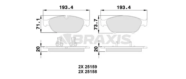 AA0393 BRAXIS Комплект тормозных колодок, дисковый тормоз (фото 1)