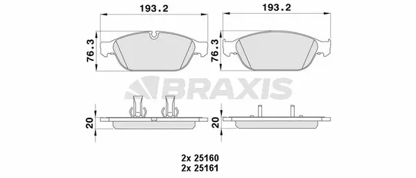 AA0394 BRAXIS Комплект тормозных колодок, дисковый тормоз (фото 1)