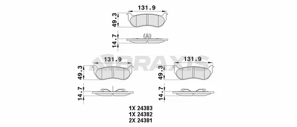 AA0434 BRAXIS Комплект тормозных колодок, дисковый тормоз (фото 1)