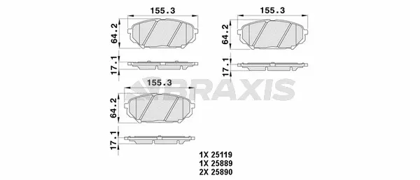 AA0443 BRAXIS Комплект тормозных колодок, дисковый тормоз (фото 1)