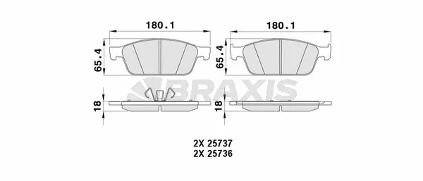 AA0444 BRAXIS Комплект тормозных колодок, дисковый тормоз (фото 1)