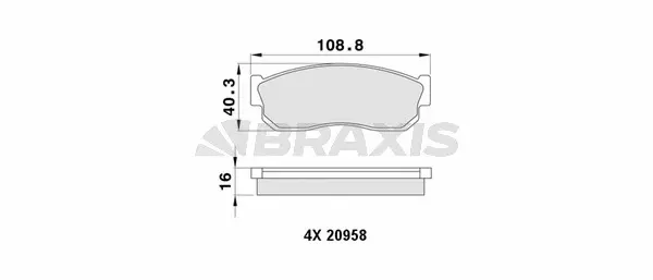 AA0462 BRAXIS Комплект тормозных колодок, дисковый тормоз (фото 1)