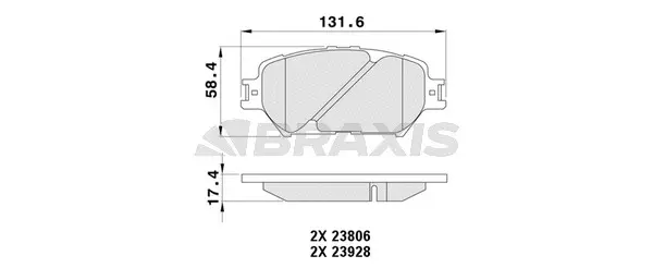 AA0483 BRAXIS Комплект тормозных колодок, дисковый тормоз (фото 1)