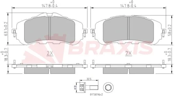 AA0623 BRAXIS Комплект тормозных колодок, дисковый тормоз (фото 1)