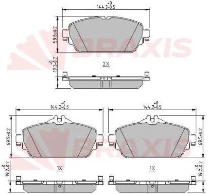 AA0624 BRAXIS Комплект тормозных колодок, дисковый тормоз (фото 1)