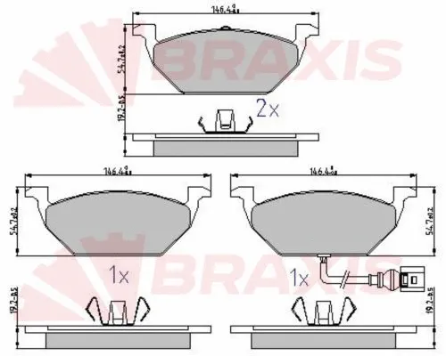AA0627 BRAXIS Комплект тормозных колодок, дисковый тормоз (фото 1)