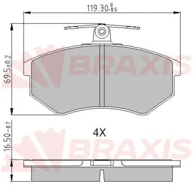 AA0634 BRAXIS Комплект тормозных колодок, дисковый тормоз (фото 1)