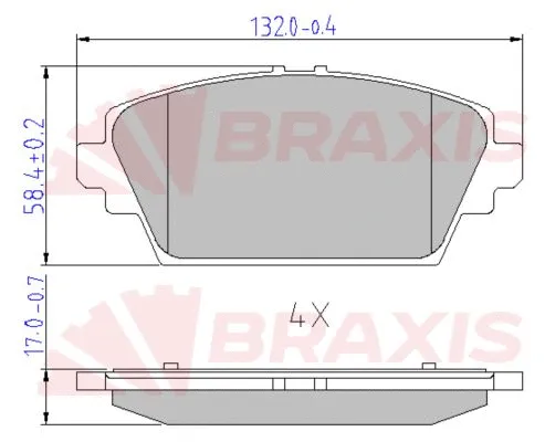 AA0644 BRAXIS Комплект тормозных колодок, дисковый тормоз (фото 1)
