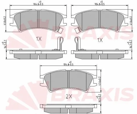 AA0652 BRAXIS Комплект тормозных колодок, дисковый тормоз (фото 1)