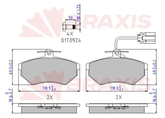 AA0653 BRAXIS Комплект тормозных колодок, дисковый тормоз (фото 1)