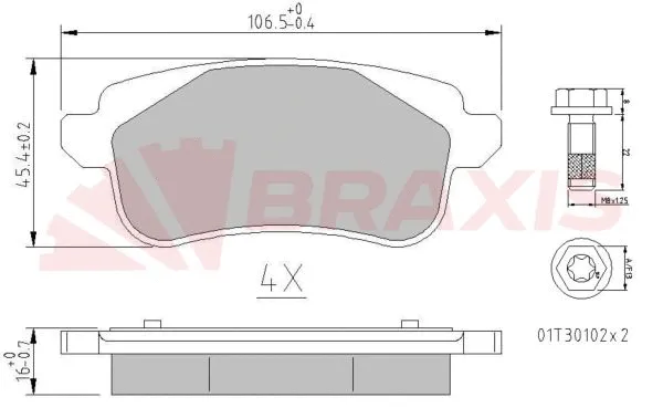 AA0672 BRAXIS Комплект тормозных колодок, дисковый тормоз (фото 1)