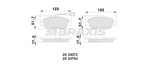 AB0022 BRAXIS Комплект тормозных колодок, дисковый тормоз (фото 1)