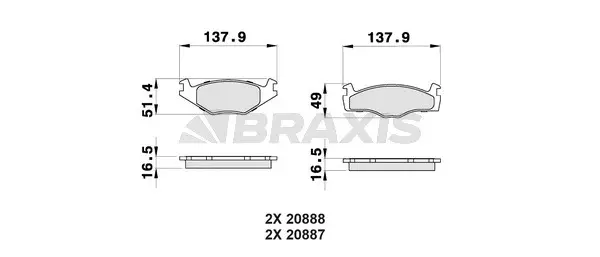 AB0026 BRAXIS Комплект тормозных колодок, дисковый тормоз (фото 1)