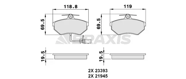 AB0038 BRAXIS Комплект тормозных колодок, дисковый тормоз (фото 1)