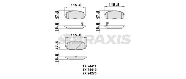 AB0052 BRAXIS Комплект тормозных колодок, дисковый тормоз (фото 1)