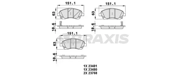 AB0055 BRAXIS Комплект тормозных колодок, дисковый тормоз (фото 1)