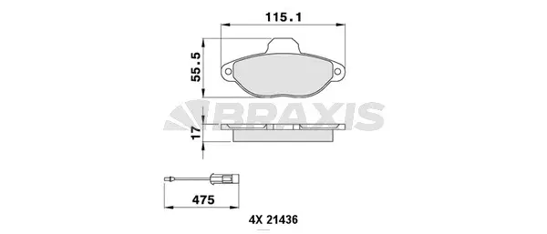 AB0058 BRAXIS Комплект тормозных колодок, дисковый тормоз (фото 1)