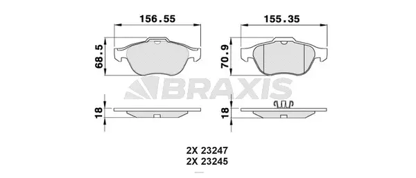 AB0061 BRAXIS Комплект тормозных колодок, дисковый тормоз (фото 1)