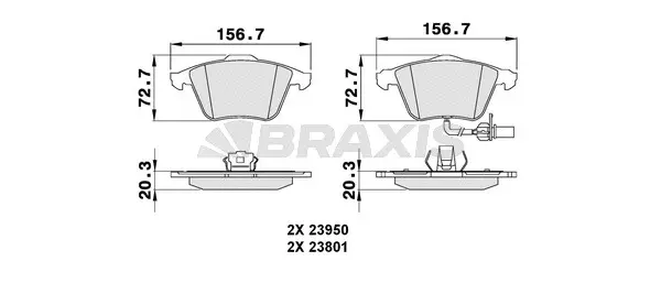AB0087 BRAXIS Комплект тормозных колодок, дисковый тормоз (фото 1)