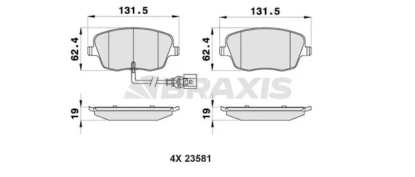 AB0124 BRAXIS Комплект тормозных колодок, дисковый тормоз (фото 1)