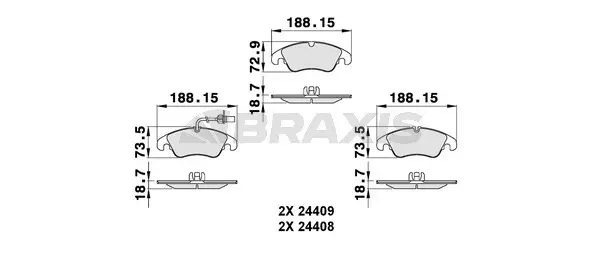 AB0129 BRAXIS Комплект тормозных колодок, дисковый тормоз (фото 1)