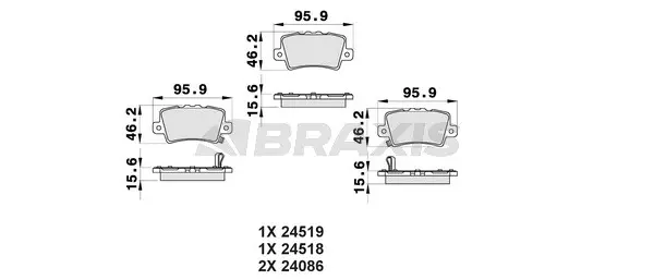 AB0155 BRAXIS Комплект тормозных колодок, дисковый тормоз (фото 1)