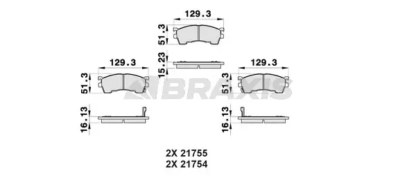 AB0157 BRAXIS Комплект тормозных колодок, дисковый тормоз (фото 1)