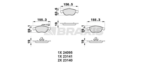 AB0161 BRAXIS Комплект тормозных колодок, дисковый тормоз (фото 1)