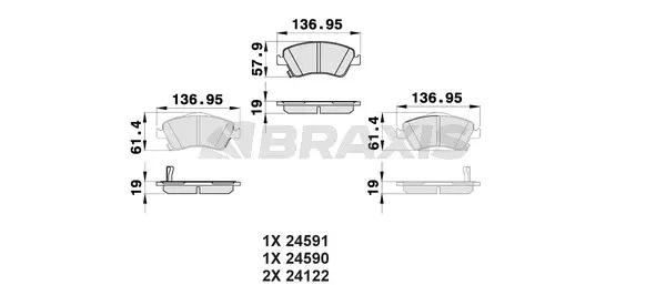 AB0163 BRAXIS Комплект тормозных колодок, дисковый тормоз (фото 1)