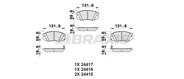 AB0167 BRAXIS Комплект тормозных колодок, дисковый тормоз (фото 1)