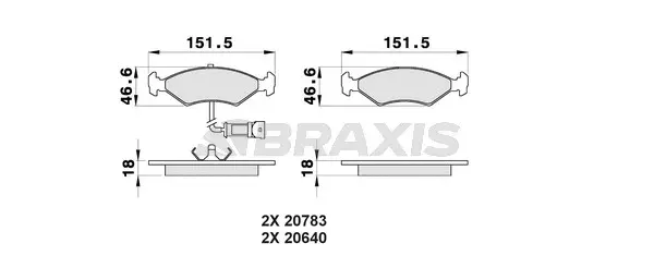 AB0169 BRAXIS Комплект тормозных колодок, дисковый тормоз (фото 1)