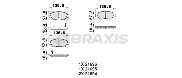 AB0170 BRAXIS Комплект тормозных колодок, дисковый тормоз (фото 1)