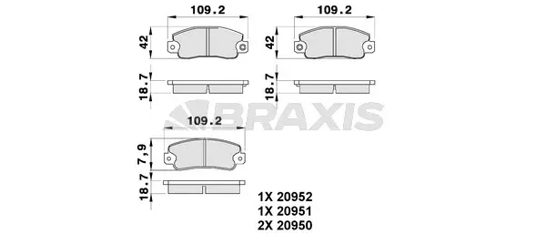 AB0174 BRAXIS Комплект тормозных колодок, дисковый тормоз (фото 1)