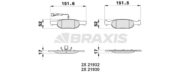 AB0182 BRAXIS Комплект тормозных колодок, дисковый тормоз (фото 1)
